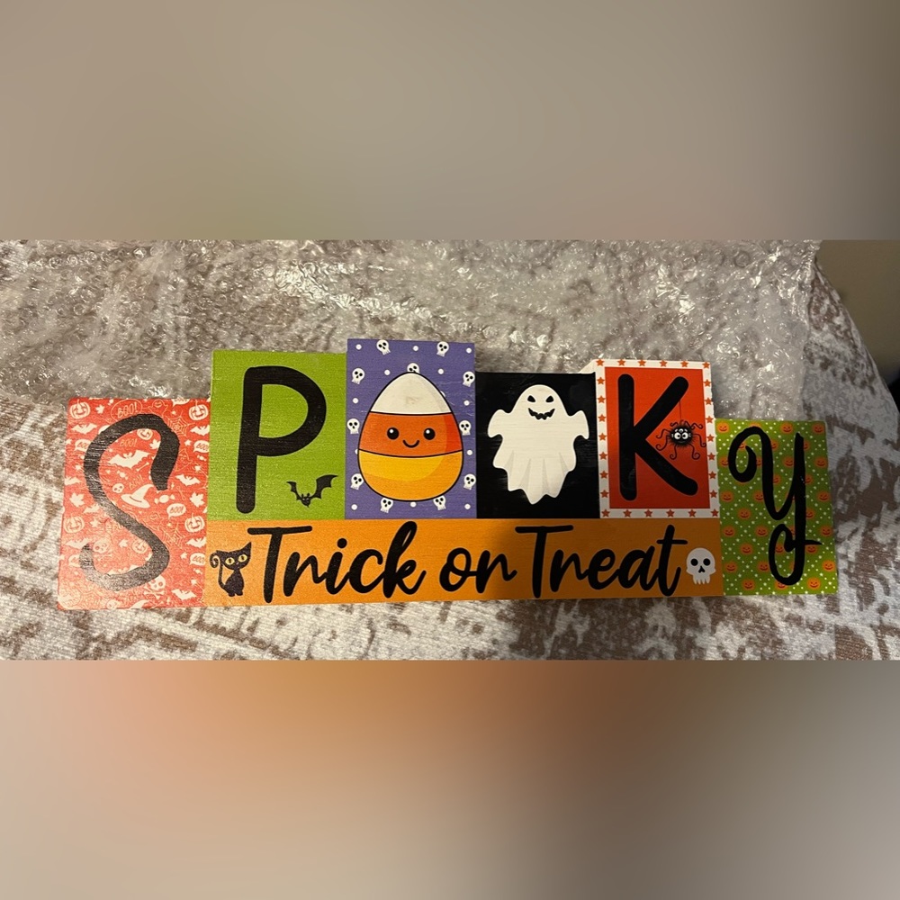 Reversible Halloween Thanksgiving Sign home or office decor NIB
